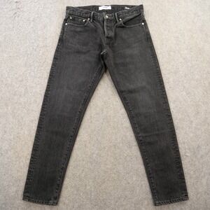 Urvin Japan Jeans Womens 27 Black Mid Rise Slim Straight Button Fly New
